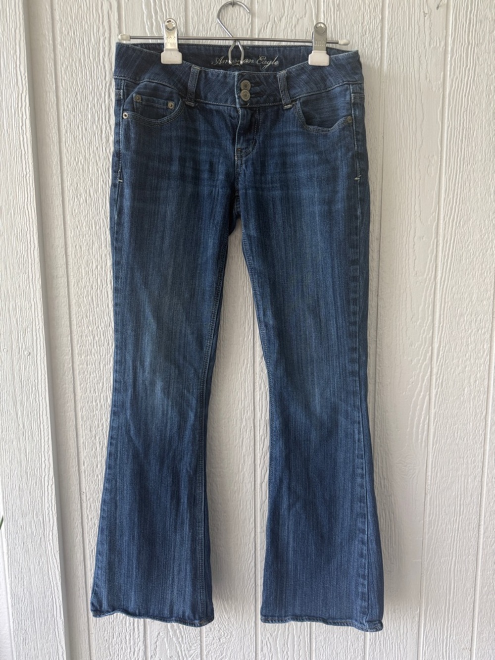 American Eagle Outfitters Y2K Dark Blue Low Rise Flare Artist Jeans sz 4 short